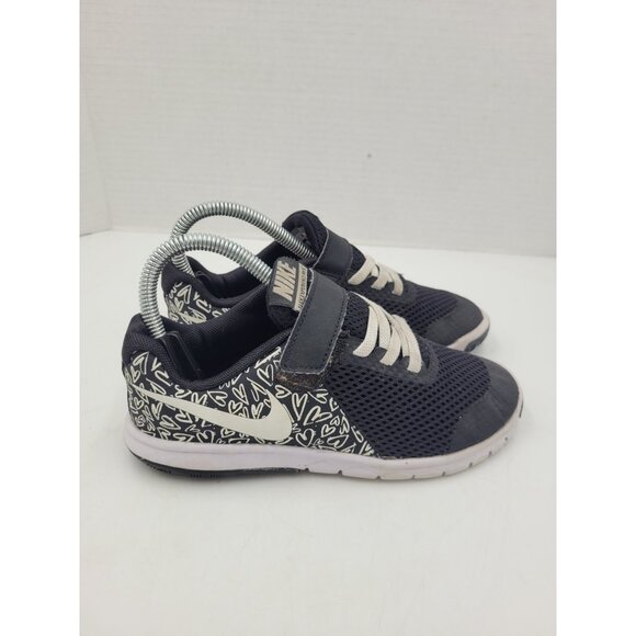 Nike Flex Experience RN5 Kids 13 C Black White Heart Print Slip On Sneaker - Picture 6 of 11